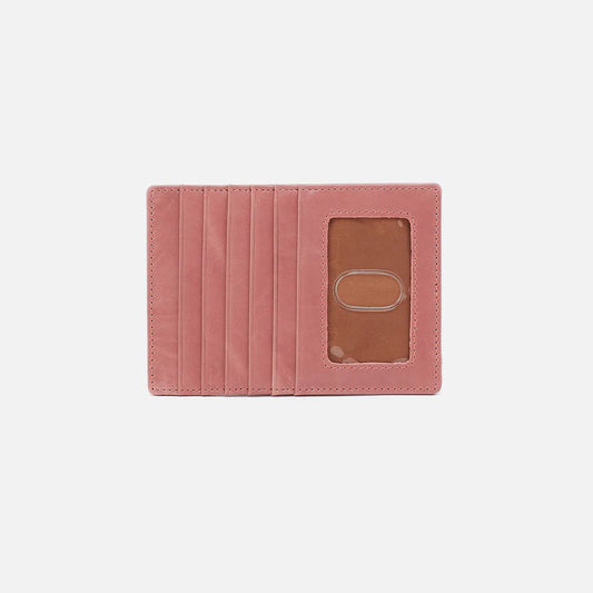 Euro Slide Card Case in Polished Leather - Rose
