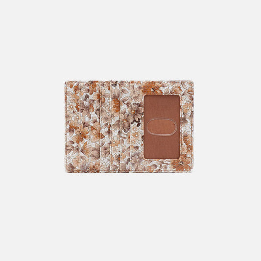 Euro Slide Card Case in Printed Leather - Sepia Bloom