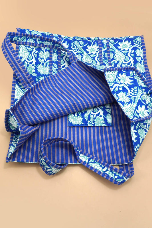 Organic Reversible Quilted Tote Bag | Blue