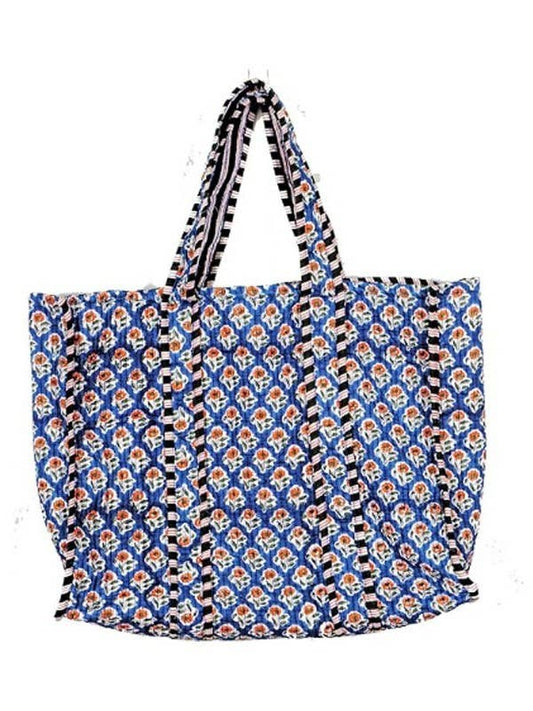 Organic Reversible Quilted Tote Bag |  NAVY