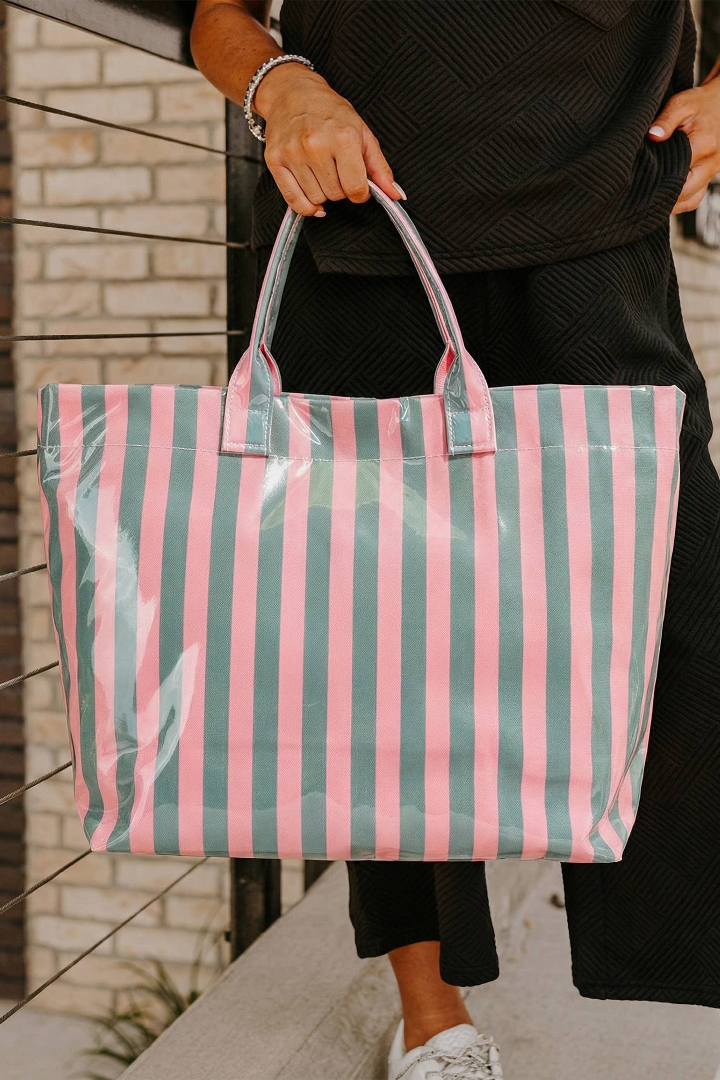 LDC Glossy Striped Tote One Size