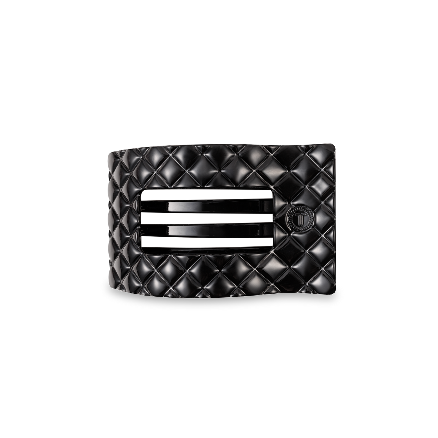 Flat Rectangle Hair Clip | Jet Black Quilted