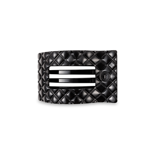 Flat Rectangle Hair Clip | Jet Black Quilted