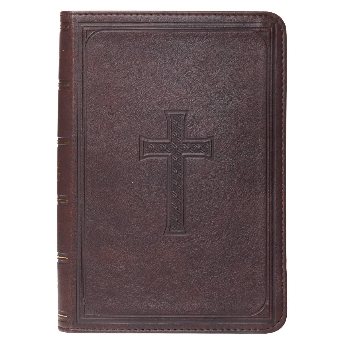 Dark Brown Faux Leather Large Print Compact King James Versi