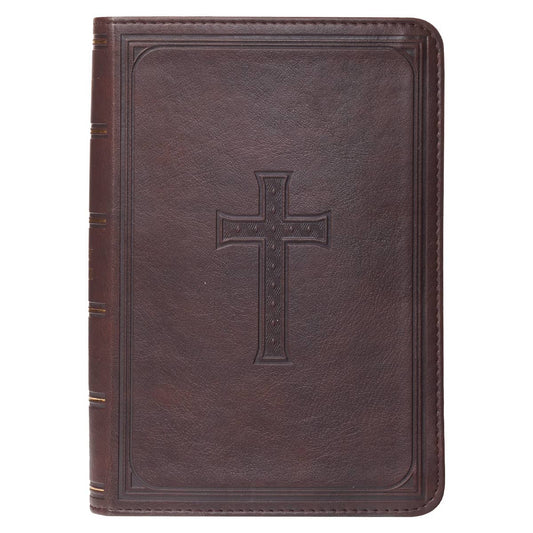 Dark Brown Faux Leather Large Print Compact King James Versi