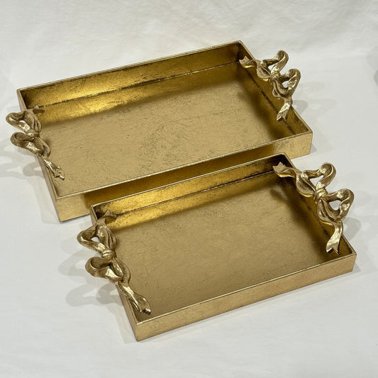 Gilded Gold Trays w/ Bow Handles