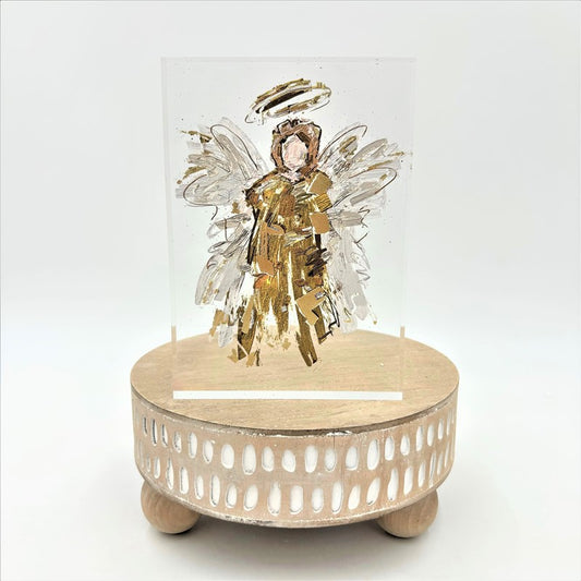Acrylic Block Sign Gold Foil Angel