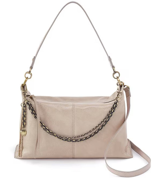 Avon Shoulder Bag in Polished Leather - Stone Gloss