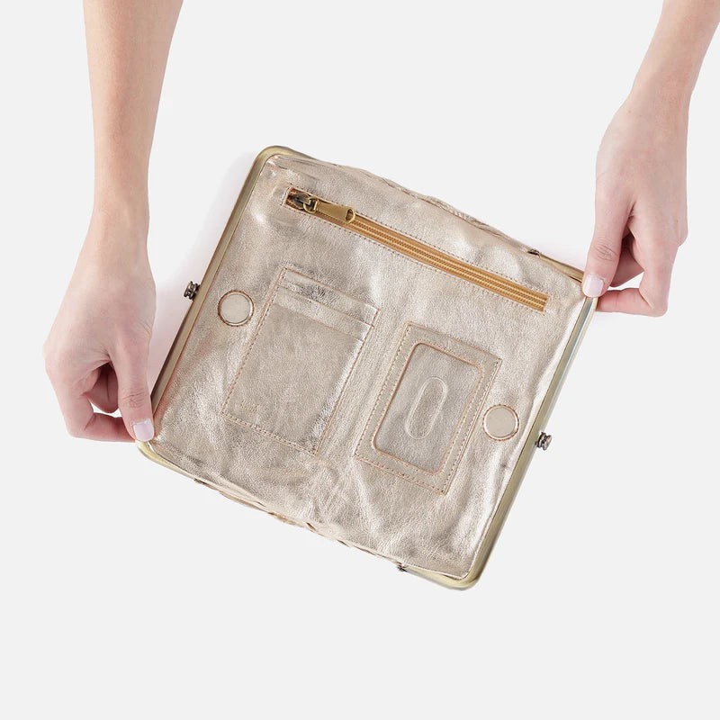 Lauren Clutch Wallet in Soft Pleated Leather - Gold