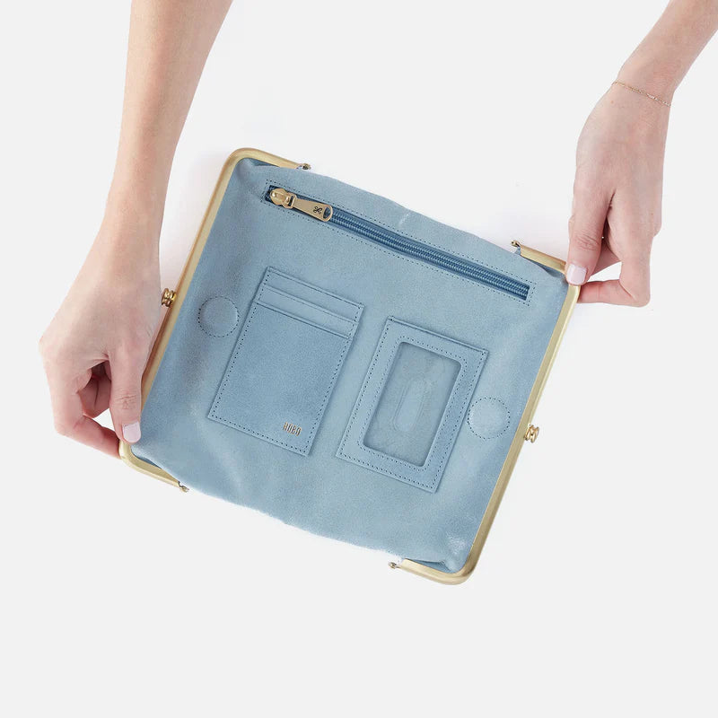 Lauren Clutch Wallet in Buffed Leather - Sky
