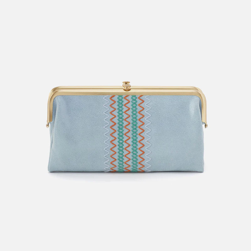 Lauren Clutch Wallet in Buffed Leather - Sky