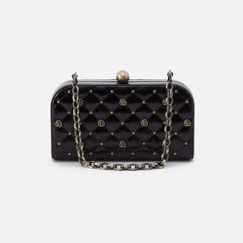 Lauren Minaudiere in Polished Leather - Studded Black