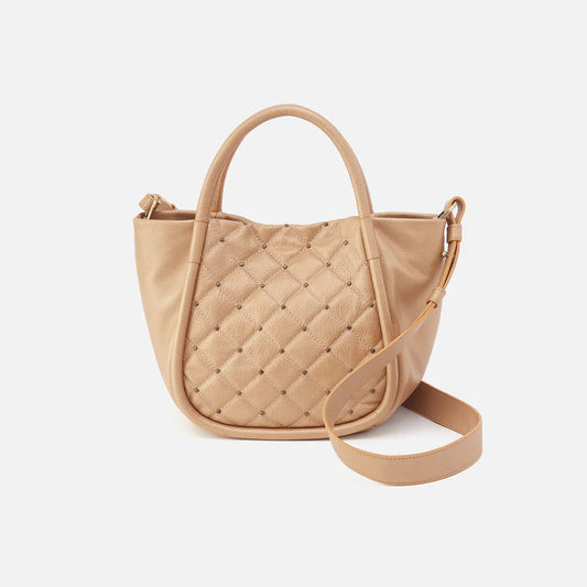 Margot Satchel in Pebbled Metallic Leather - Dusty Gold