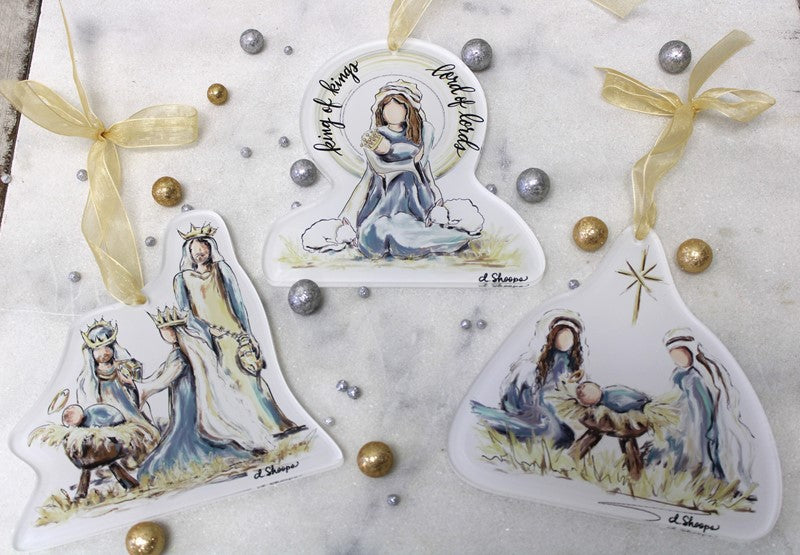 5-6.2x6 Cutout Acrylic Ornament, Nativity, 3 assortment