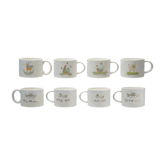 14 oz. Stoneware Mug with Gold Electroplating, 4 Styles