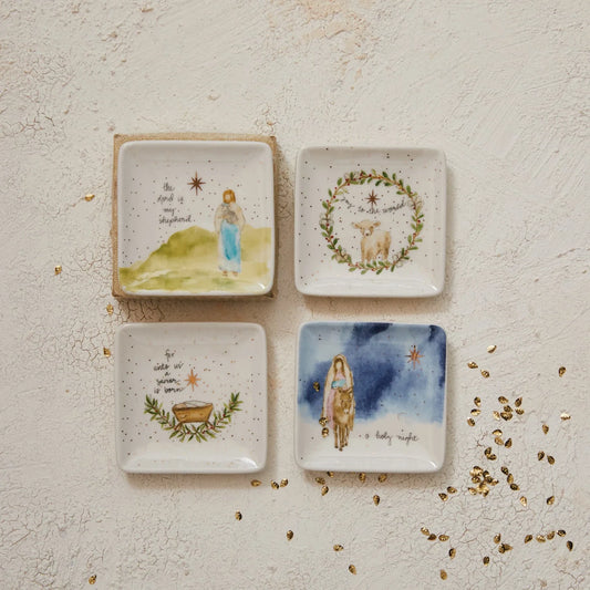 3" Square Stoneware Dish 4 Styles