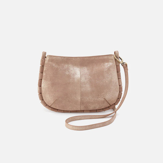 Phoebe Crossbody in Metallic Leather - Gilded Beige