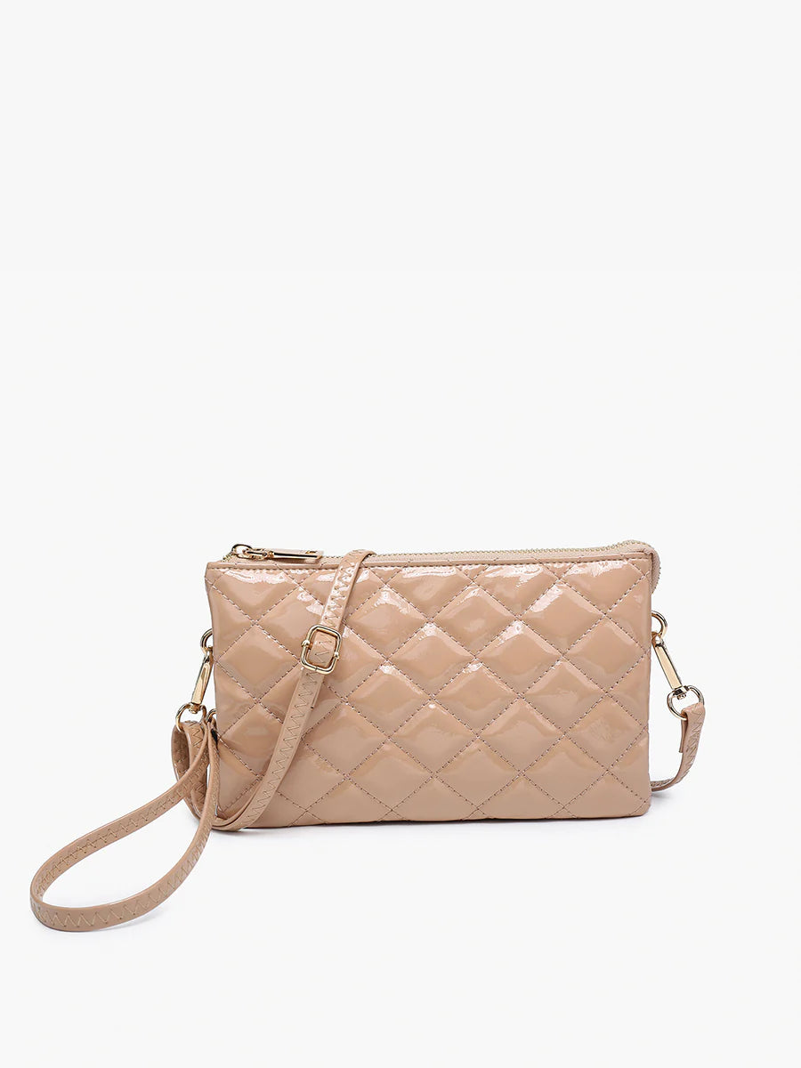 Riley Vegan High Gloss Quilted Crossbody/Wristlet
