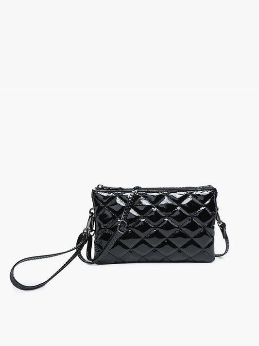 Riley Vegan High Gloss Quilted Crossbody/Wristlet