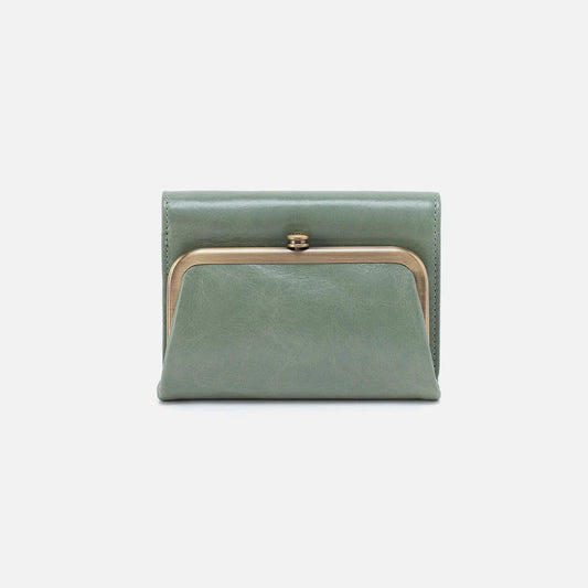 Robin Compact Wallet in Polished Leather - Jade