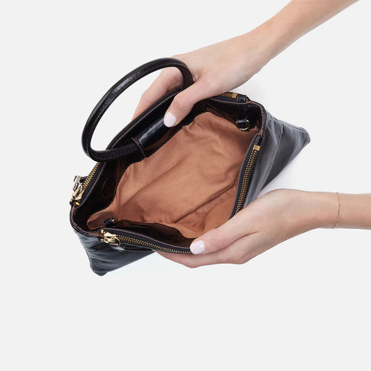 Sable Crossbody in Polished Leather - Black