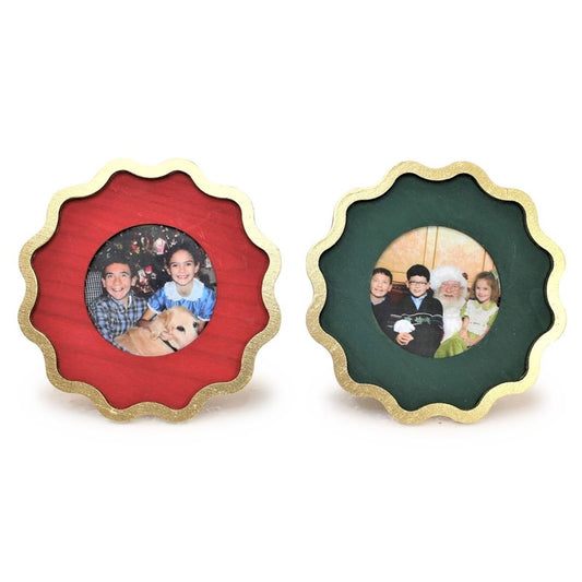 Scalloped Photo Frame Red Green with Gold Trim
