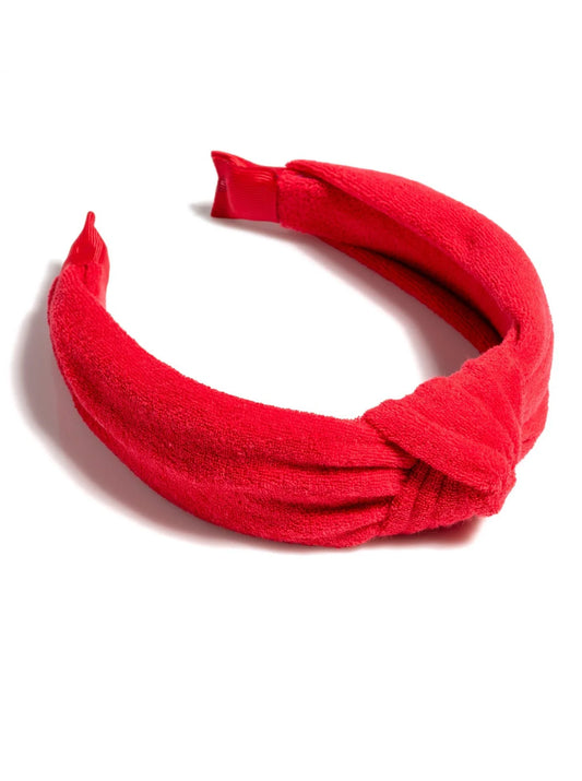 Terry Knotted Headband, Red