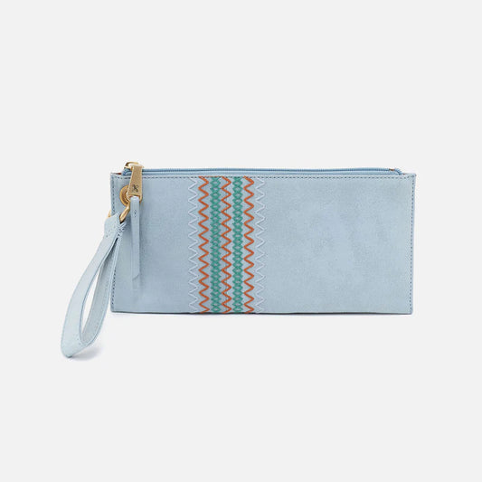 Vida Wristlet in Buffed Leather - Sky