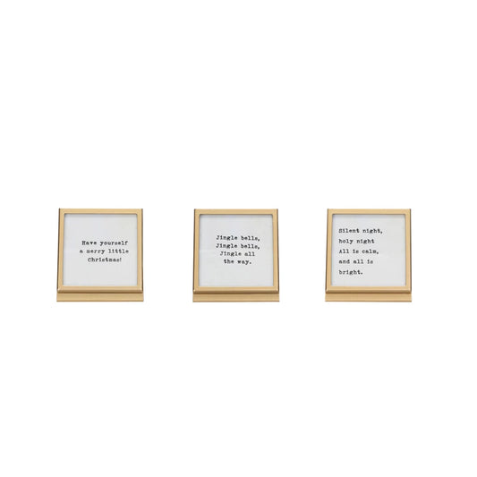 Metal & Glass Frame w/ Easel & Saying, 3 Styles