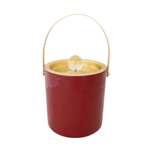 1-1/2 Quart Enameled Stainless Steel Ice Bucket with Glass Knob
