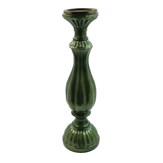 18"H Embossed Mercury Glass Candle Holder, Green