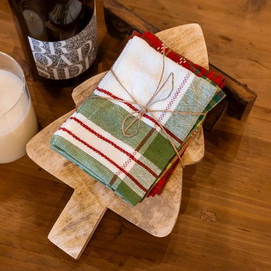 Mango Wood Cutting Boards with Dish Cloths, Set of 4