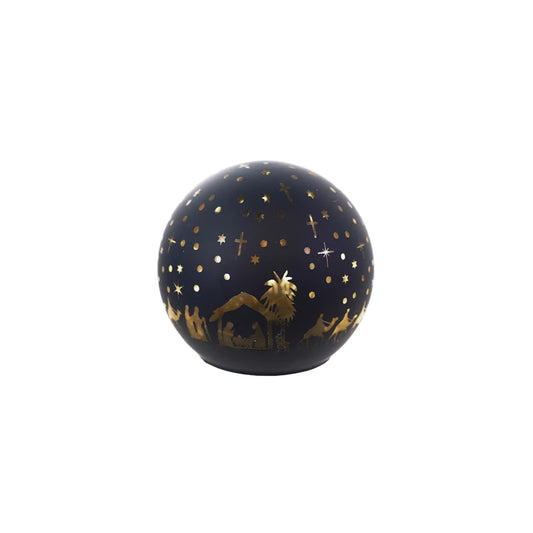 Glass Ball with LED Light & Laser Etched Nativity Scene