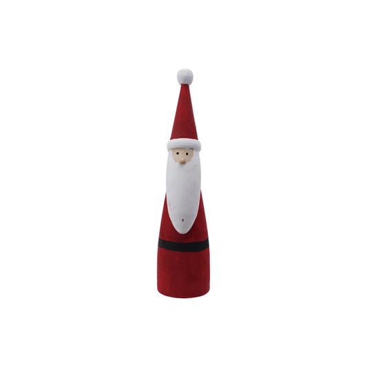 Round x 11"H Paulownia Wood Santa, Red & White