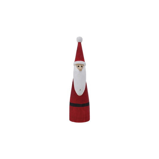 Round x 8"H Paulownia Wood Santa, Red & White