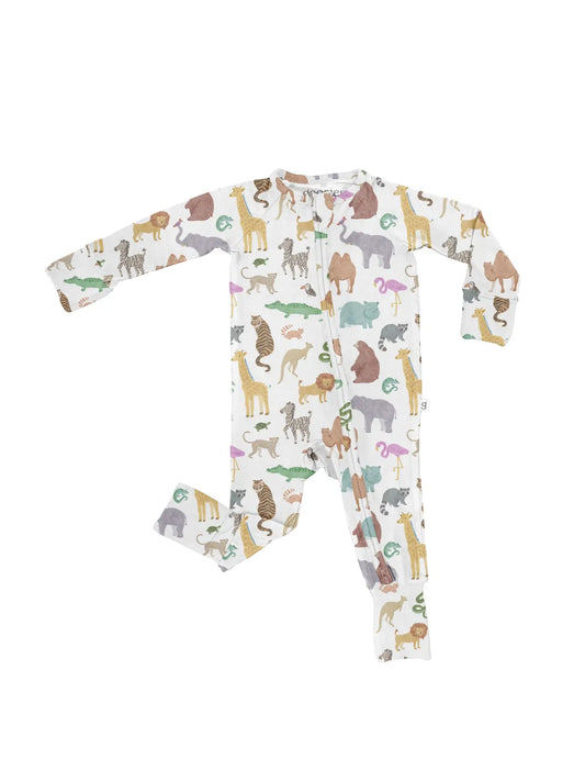 LS Zip PJs- Zoo Crew- 0-3mo